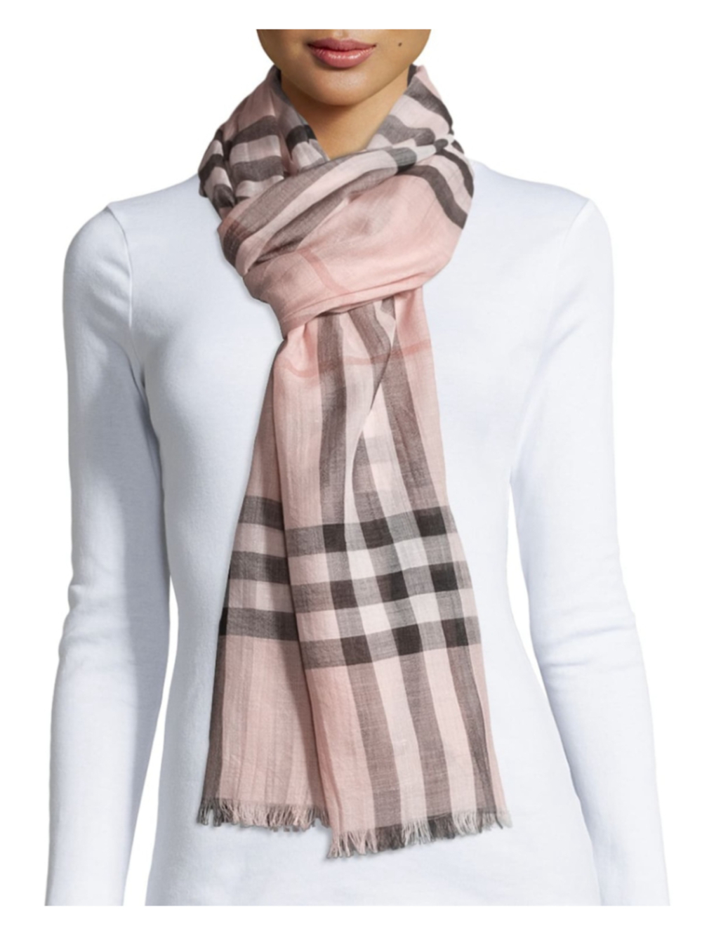 Burberry Giant Pink Plaid Guaze Scarf large